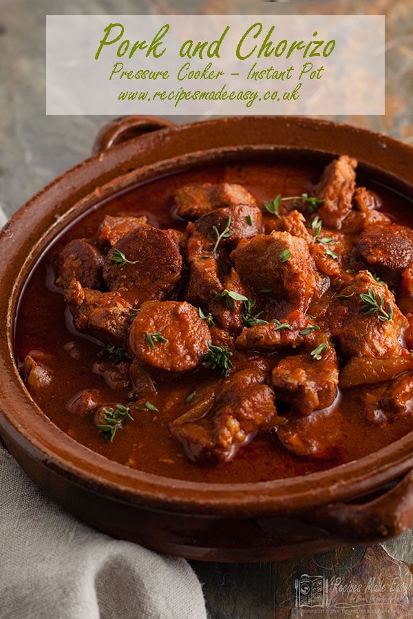 servingbowl or pork and Chorizo stew