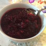 cranberry sauce in serving bowl.