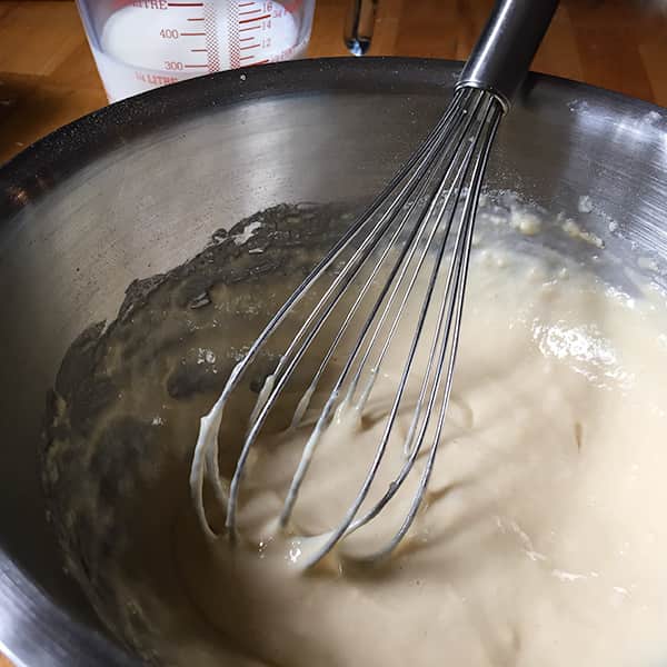 Thick smooth batter in bowl.