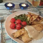 Pan fried sea bass with cream sauce