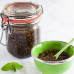 Homemade mint sause in a bowl.