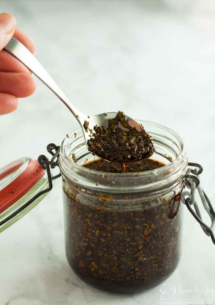 Homemade mint sauce in a jar