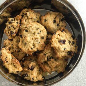 rock cakes in biscuit tin.