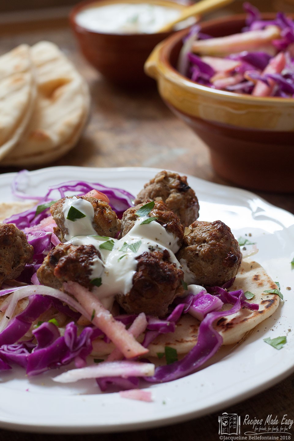 Meatballs made with lamb, flavoured with onion and harissa 