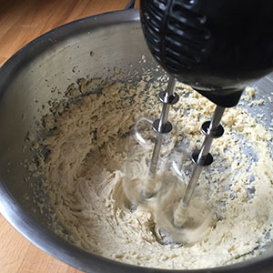 creaming butter and sugar.