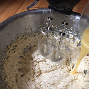 Adding egg.