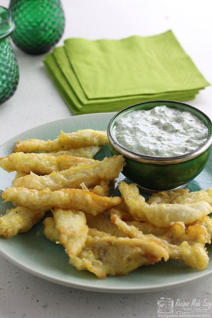 fish tempura with watercress mayo