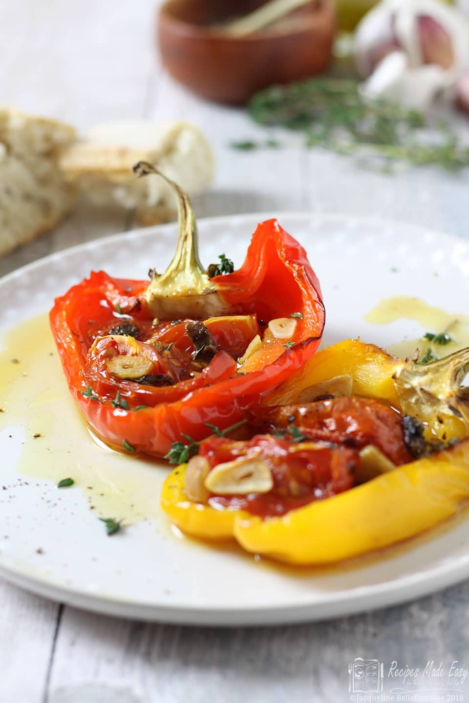 roasted peppers plated