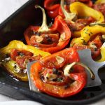 roasted peppers in a roasting tin. Recipes Made Easy