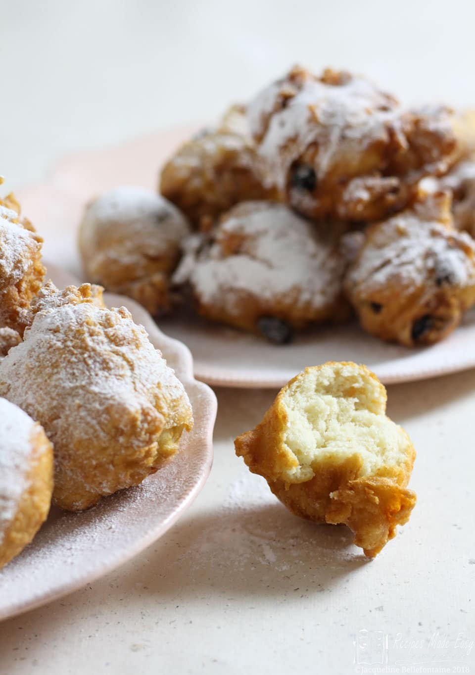 Recipes Made Easy - Oliebollen (Dutch doughnuts) -delicious balls of dough deep fried and served dusted with icing sugar.