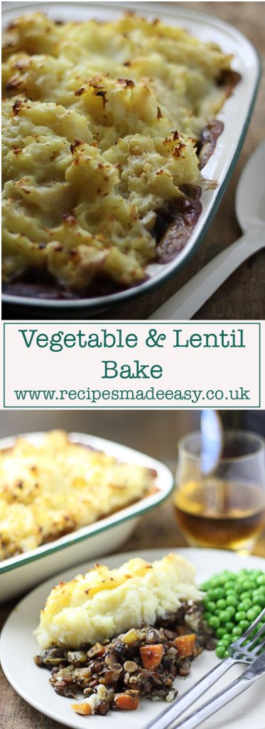 A vegetarian alternative to Shepherds pie, the lentils make a great alternative to mince producing a dish that is just as satisfying and the meat version.
