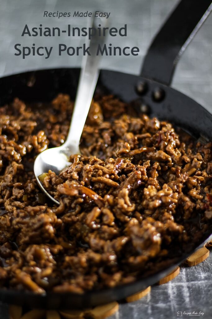 asian inspired spicy pork mince in a pan