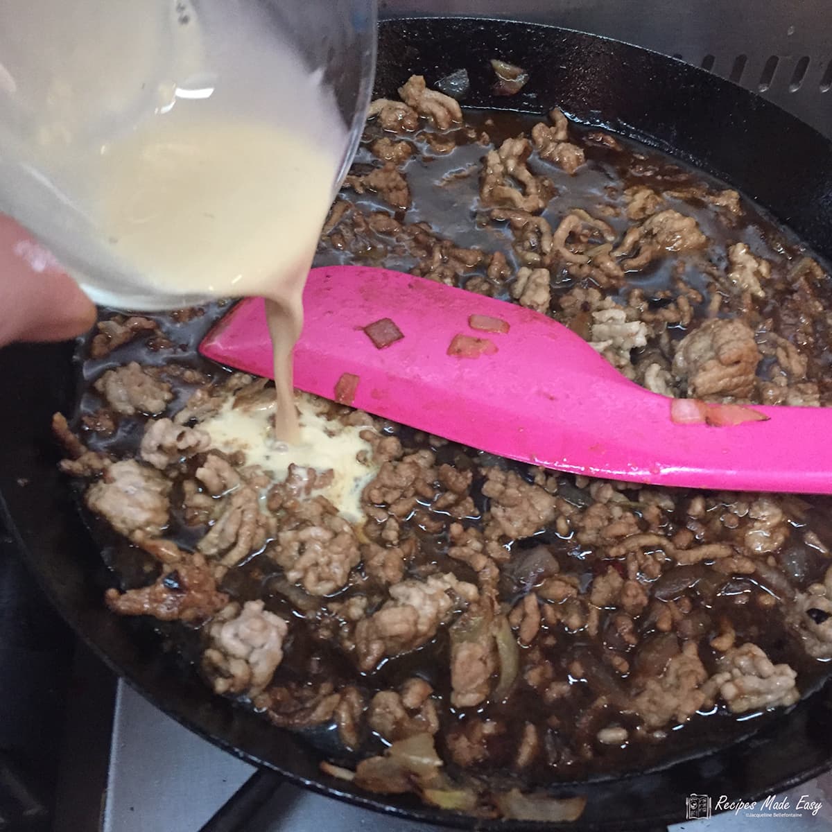 adding cornflour to the pan