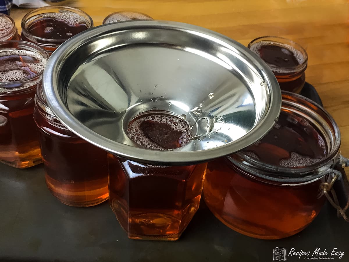 jam funnel on top of jar of jelly.