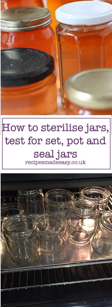 how to sterlizes jars, test for set, pot and seal jars