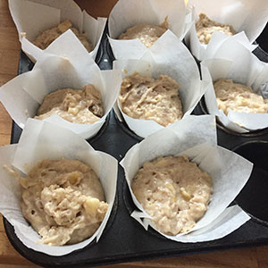 Spoon into muffin cases. Recipes Made Easy - Banana and pecan Muffins step by step - recipesmadeeasy.co.uk
