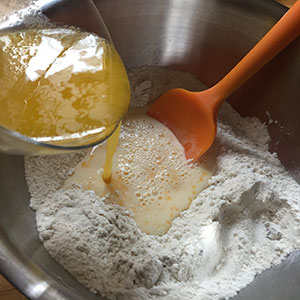 Add the milk, egg, and butter mixture. Recipes Made Easy - Banana and pecan Muffins step by step - recipesmadeeasy.co.uk