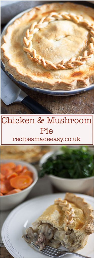 deep filled chicken and mushroom pie by recipesmadeeasy.co.uk