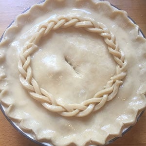 Use trimmings to decorate the pie, then brush with beaten egg to glaze. deep filled chicken and mushroom pie by recipesmadeeasy.co.uk