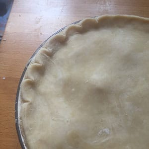 Crimp edges together. deep filled chicken and mushroom pie by recipesmadeeasy.co.uk