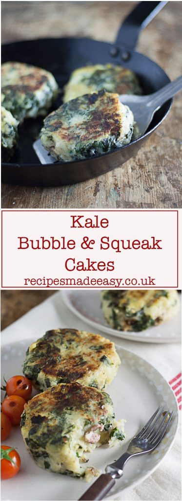 Easy to make, economical and nutritious, these kale bubble and squeak cakes by recipes made easy are delicious!