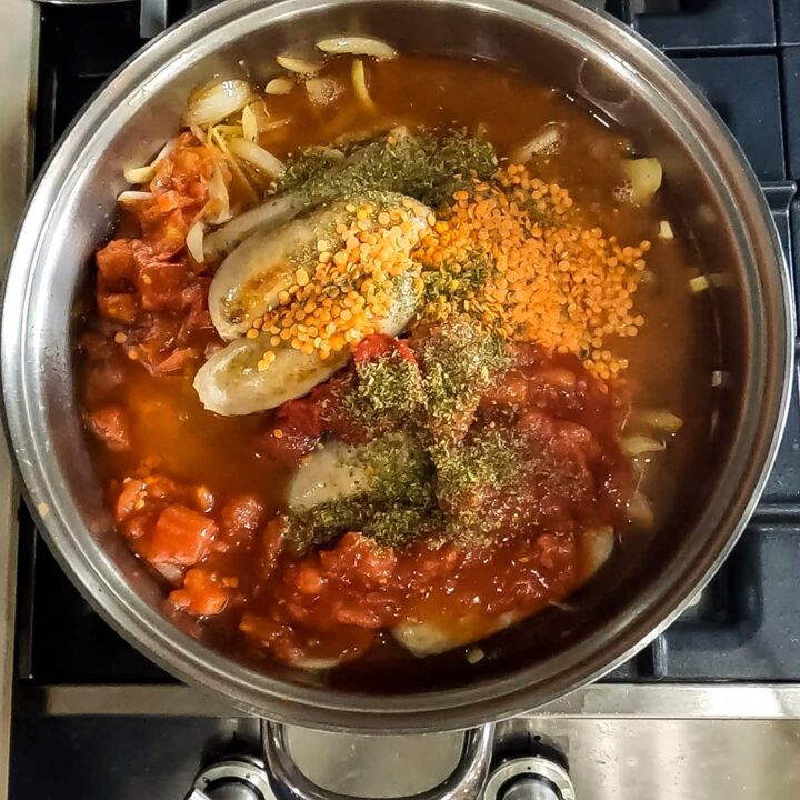 Easy sausage and red lentil casserole Recipes Made Easy