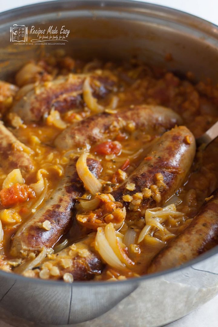 Sausage and red lentil casserole Recipes Made Easy