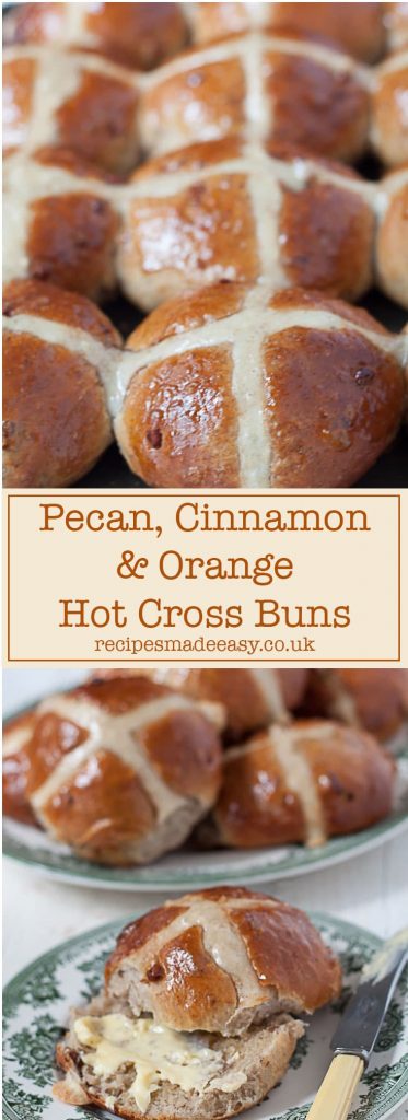Recipes Made Easy - Pecan, cinnamon and orange hot cross buns - by recipesmadeeasy.co.uk