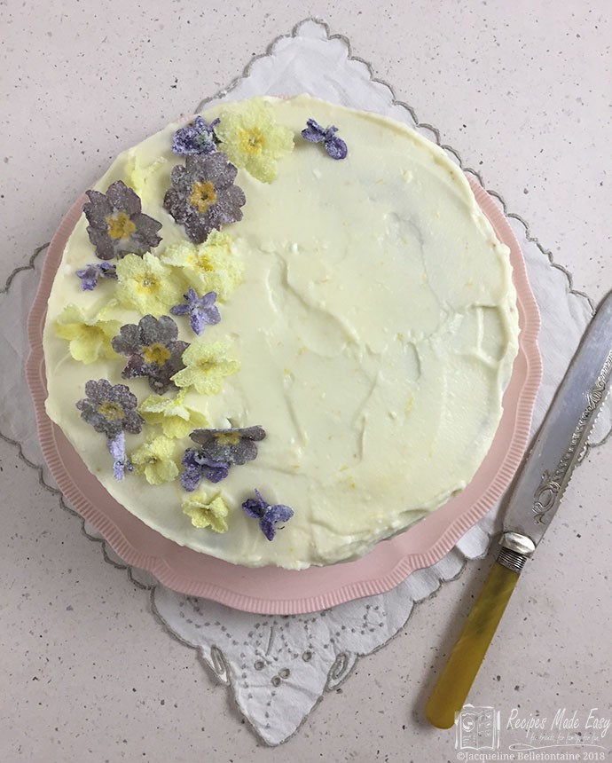 pistachio and lemon cake by Recipes Made Easy - shown whole from above
