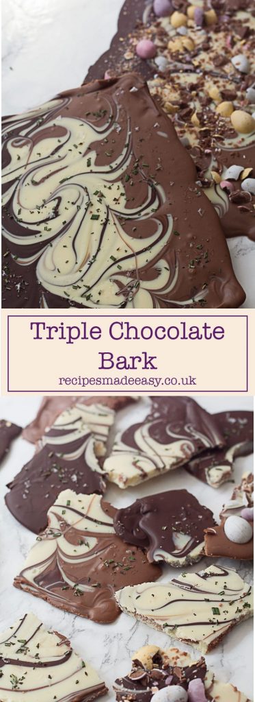 Triple chocolate bark by recipesmadeeasy.co.uk