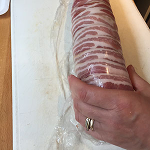 Roll up using the cling film to help you. Chill. rolled up uncooked joint.