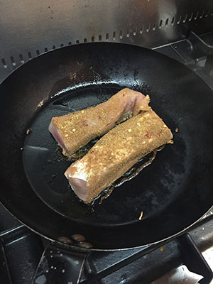 Brown the pork on all sides. Brown the pork on all sides.