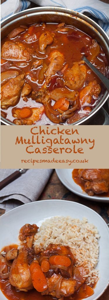 Chciken muligatawny by recipesmadeeasy.co.uk shown in cooking pan and plated
