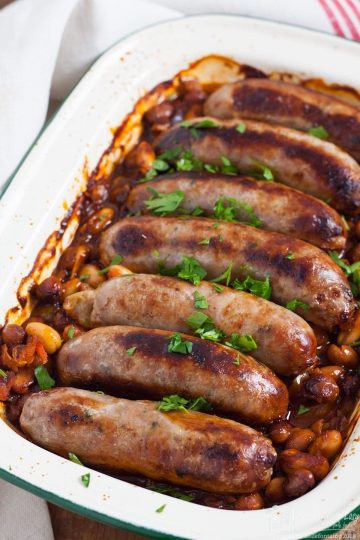 Sausages with Easy Homemade Baked Beans | Recipes Made Easy