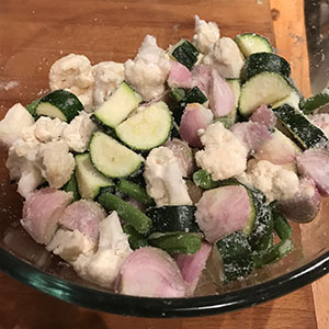 salting the vegetables