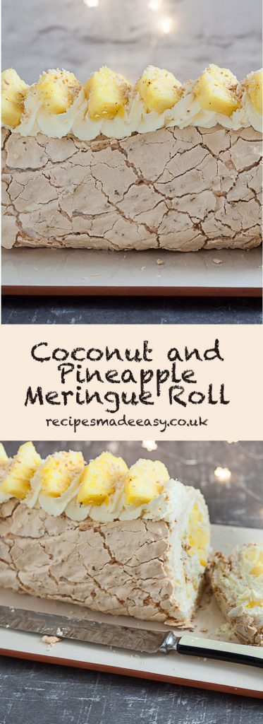 coconut and pineapple meringue roll by Recipes Made Easy