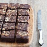 brownies on board with knife to side