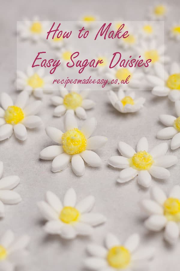 sugar daisies on baking parchment
