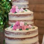 buttercream wedding cake on a cake stand