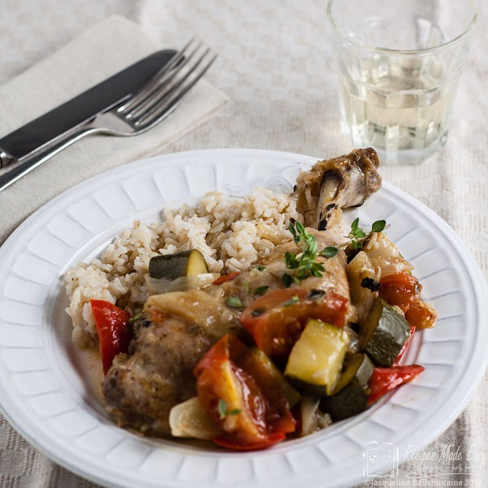 summer chicken provencal served with rice