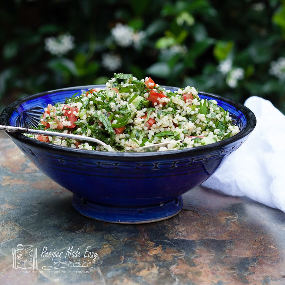 bowl of tabouleh with quinoa