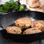 spicy bean burgers in a pan