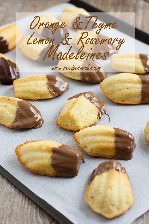 dipped madeleines on a baking sheet
