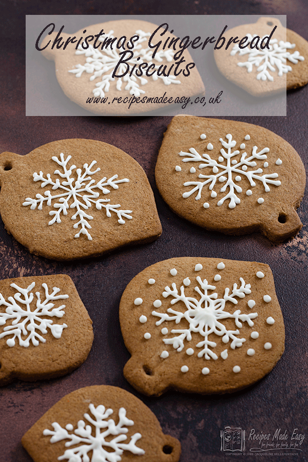 Selection of Christmas gingerbread cookies decorated with icing snowflakes
