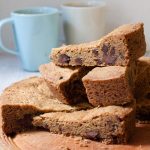 giant chocolate chip cookie cut into wedges