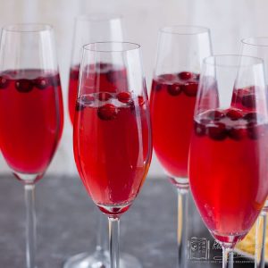 glasses of cranberry champagne cocktail