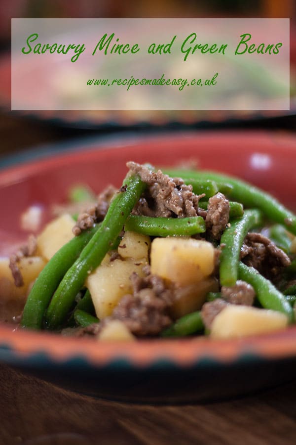 plate of savoury mince and green beans