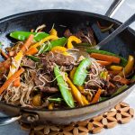 beef stir-fry with rice noodles