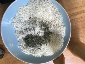 breadcrumbs and sage in a bowl
