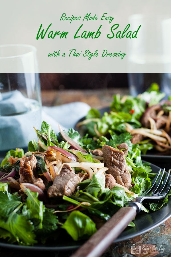late of warm lamb salad with a thai dressing